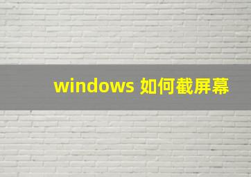 windows 如何截屏幕